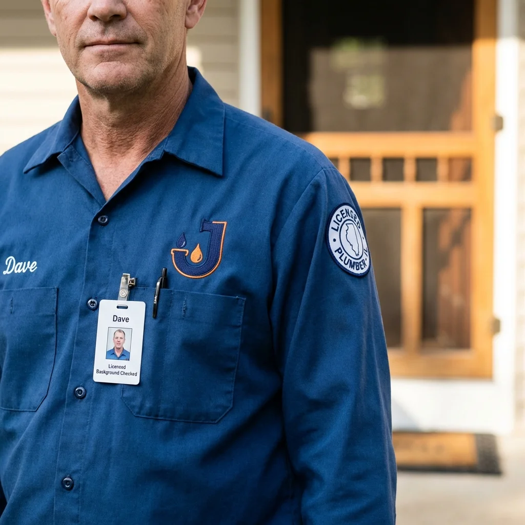 Licensed plumber showing ID badge in North Hero, VT