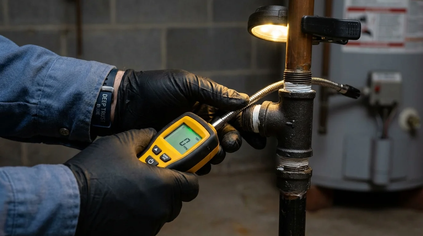 Gas leak detection with electronic sniffer by Johns Plumbing LLC in North Hero