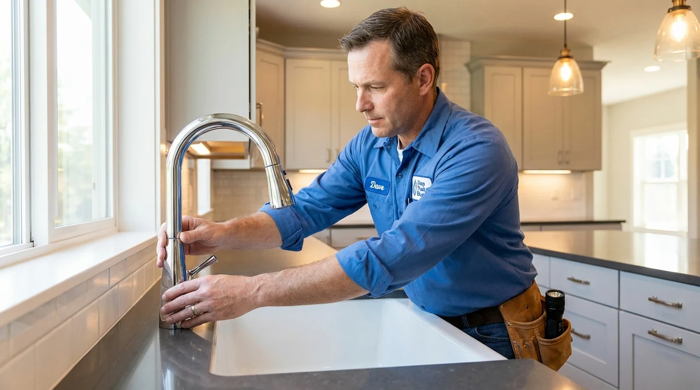 Kitchen faucet installation by Johns Plumbing LLC in North Hero
