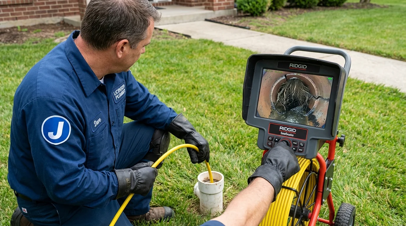 Sewer camera inspection being performed by Johns Plumbing LLC in North Hero